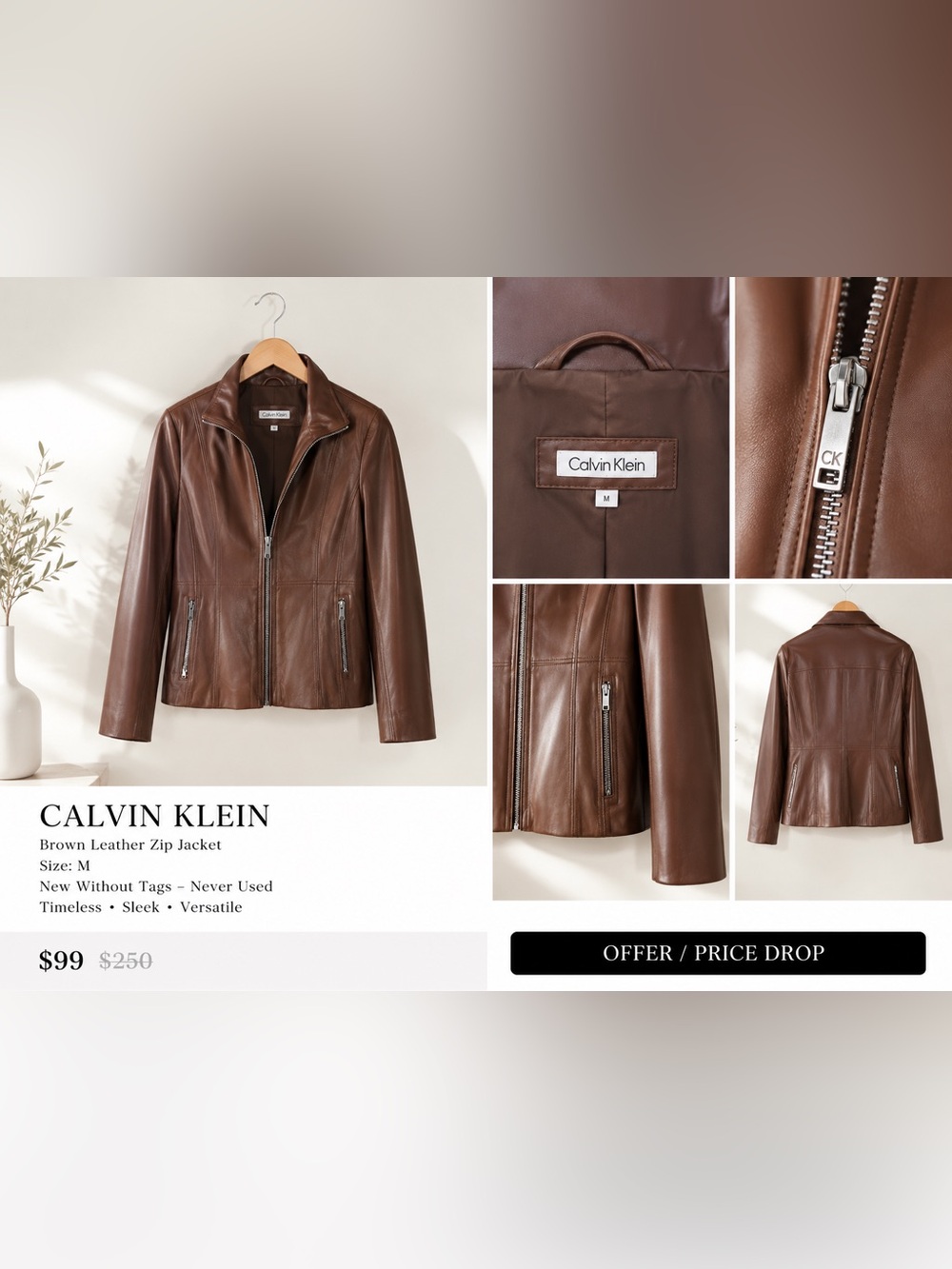 Calvin Klein Leather Jacket/Coat